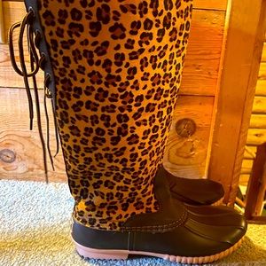 Avanti Leopard Lace Up Boots
